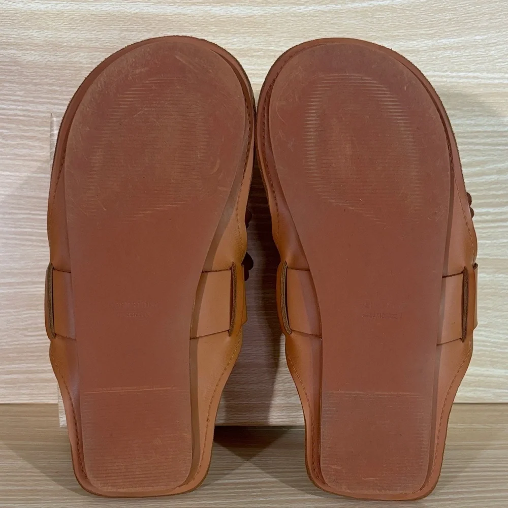 FARM Rio Floral Sandals Brown Leather Slide Statement Summer Chic - Picture 6 of 14